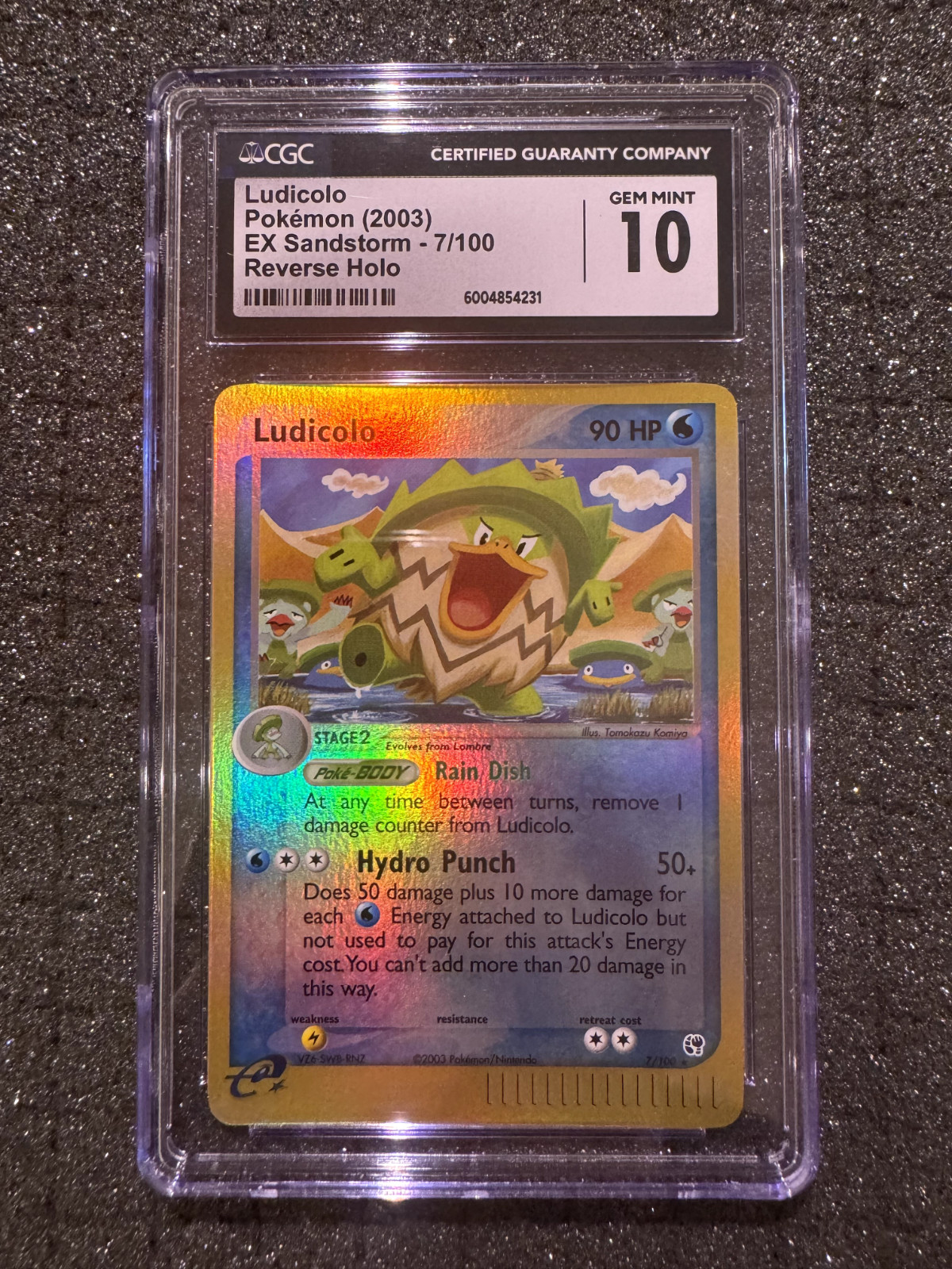 Ludicolo Pokemon 2003 EX Sandstorm 7/100 reverse holo. CGC Gem Mint 10