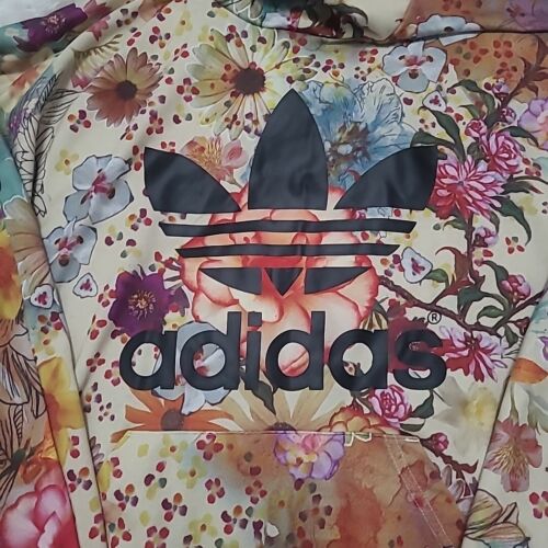 Adidas Granja Sudadera con Capucha Mujer Mediana Granja Floral Pullover Estampado Trifolio AJ8148 Arte - Imagen 2 de 7