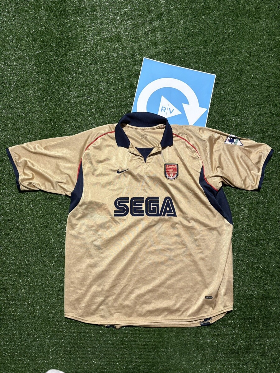 1999-2000 Arsenal アーセナル SEGA NIKE プレミア VINTAGE VERY RARE NIKE ARSENAL FC SEGA GOLD JERSEY KIT XXL