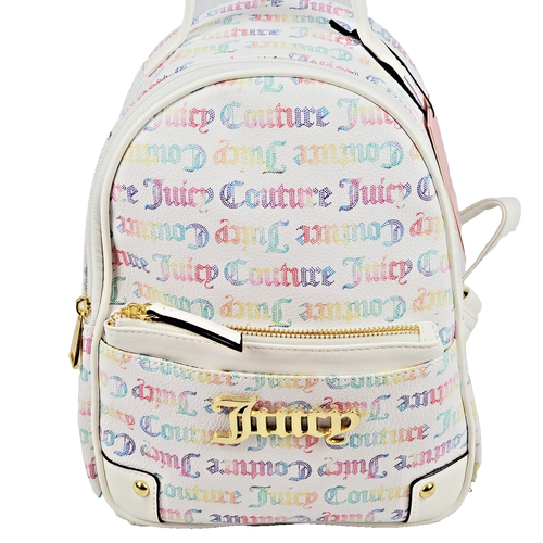 Juicy Couture Bestseller Pullout Pouch Backpack Rainbow Multi White New w Defect