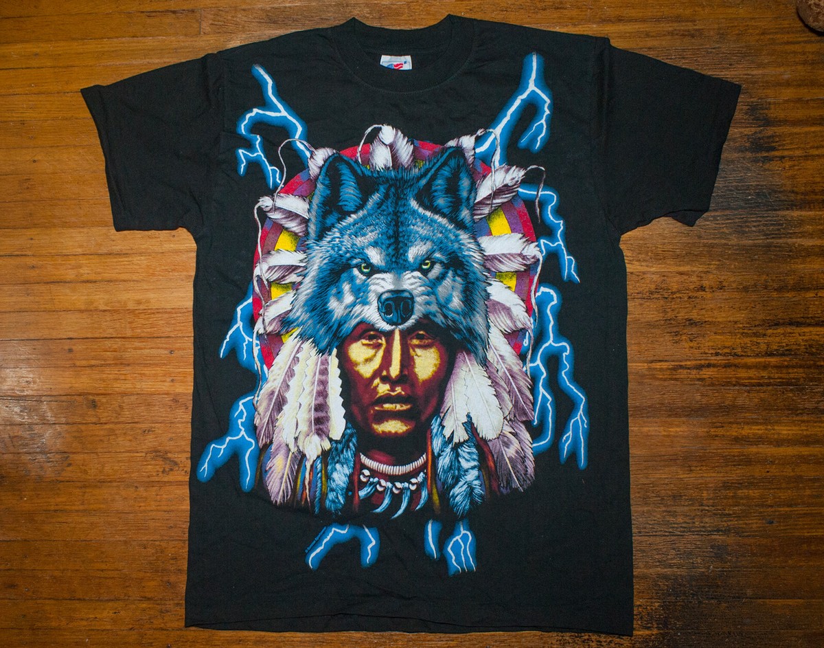 Vtg 90s American Thunder T Shirt Single Stitch Rare Native Vtg 90s American Thunder T Shirt Single Stitch Rare Native
