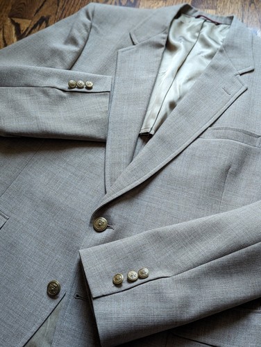 Vintage 80s Hart Schaffner Marx 44L Golden Bear Beige 2 Button Blazer Sport Coat - Picture 9 of 21