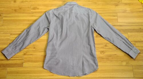 Camisa de vestir Hugo Boss ajustada con botones XL púrpura y blanco a rayas informal - Imagen 2 de 10
