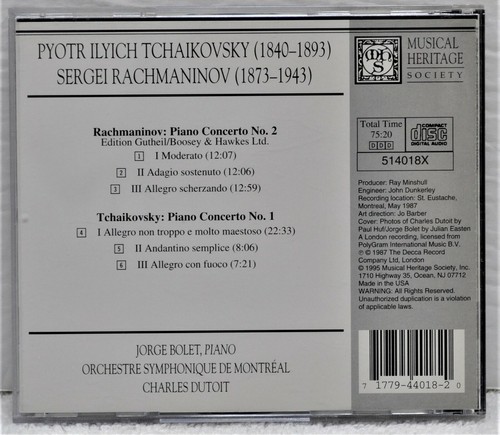 TCHAIKOVSKY / RACHMANINOV "Piano Concertos" CD MHS 514018X - Picture 2 of 3