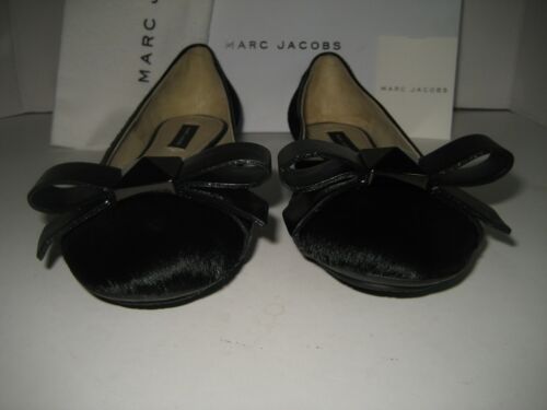 NUEVO Mujeres Marc Jacobs EU 40 US 9.5 Negro Pelo Becerro Cuero Ballet Zapatos Planos BX - Imagen 2 de 10