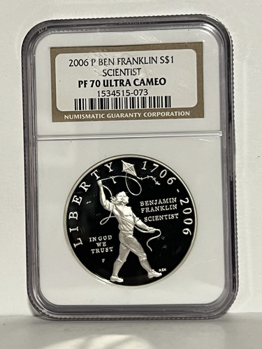 2006 P BEN FRANKLIN Scientist Commemorative Silver Dollar NGC PF 70 ULTRA CAMEO