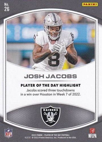 2023 Panini Player of the Day - Josh Jacobs #26 - Raiders - Picture 2 of 2