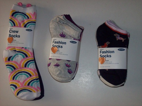 Old Navy Socks Girls Crew Low Cut 2pk 6pk Mermaid Crown Dog Assorted New  - Picture 1 of 8