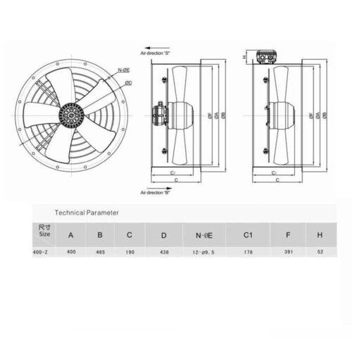 Industriekanallüfter Gehäuse Axialventilator kommerzieller Abzieher alle Größen Gehäuse - Bild 5 von 16
