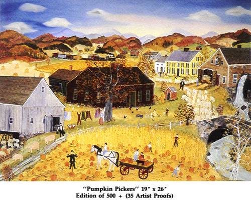 1988 ARTIST PROOF Print "PUMPKINS PICKERS" w/COA by Will Moses is PRISTINE MINT!