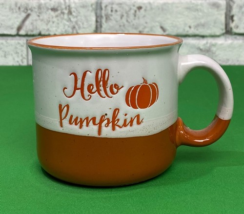 Taza de café Hello Pumpkin cerámica 16 oz taza de cacao en relieve Happy Harvest camping - Imagen 1 de 10