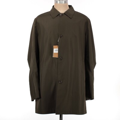 Corneliani NWT Mid Length Trench / Overcoat Size 54 US 44 in Solid Muddy Green