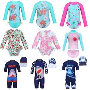 Kids-Boys-Girls-Long-Sleeve-Rash-Guard-Swimsuit-Swimwear-Beach-Swimming-Costume