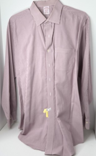 Brooks Brothers Oberhemd Herren XL rot kariert Knopfleiste Langarm bügelfrei - Bild 1 von 5