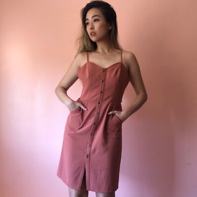 rust button down dress