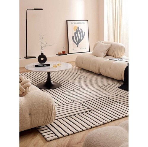 Geometric Contemporary Brown 100% Wool Area Rug Hand-Tufted Hand Made Carpet - Bild 1 von 9