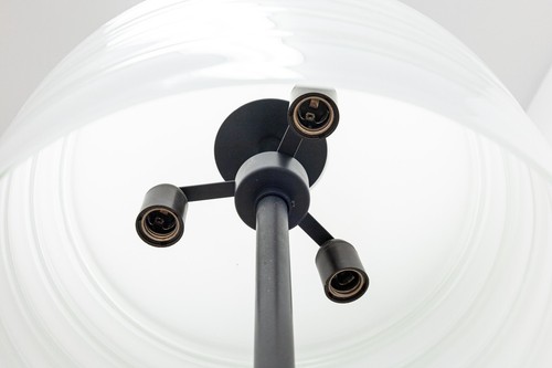 Pair of Alfredo Barbini for Murano Glass Black Metal and Chrome Floor Lamps - Picture 9 of 11