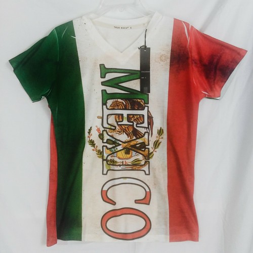  TRUE ROCK MEXICO V NECK Unisex Adult T-Shirt  SM - 2XL GREEN RED WHITE NWT  - Picture 1 of 5