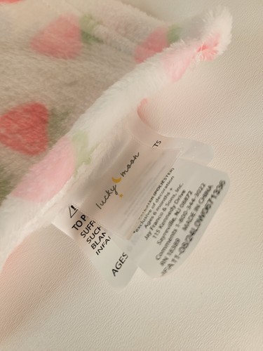 Lucky Moon Strawberry Lovey Sicherheitsdecke weiß rosa Hobby Lobby Plüsch EUC - Bild 3 von 5