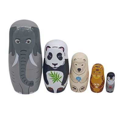 5pcs Russian Nesting Doll Mini Stacking Dolls Toys Cartoon Penguin for Kids