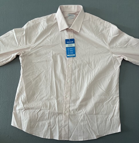 Haggar Men's Classic Fit Comfort Collar Pink Button Down Shirt Sz 34/35 17-17.5 - Picture 5 of 10