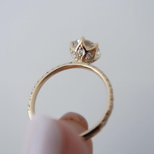 Certified Lab Grown 2 Karat runder Schliff Diamant Damen Verlobungsring 14K Gelbgold - Bild 2 von 4