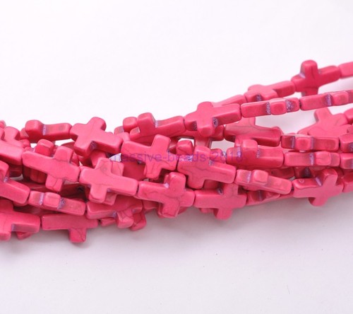 Cuentas espaciadoras cruces laterales turquesa howlita 16""1 hebra 15x12 mm u eliges color - Imagen 14 de 24