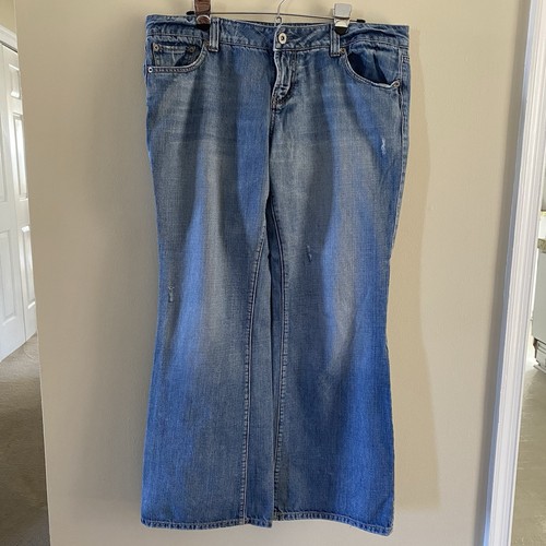 Vintage American Eagle Womens Denim Blue Jeans Size 14 Regular Cotton Distressed - Picture 1 of 13
