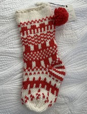 NWT Hearth  Hand with Magnolia Christmas Jacquard Knit Pom Pom w/ Red Stocking