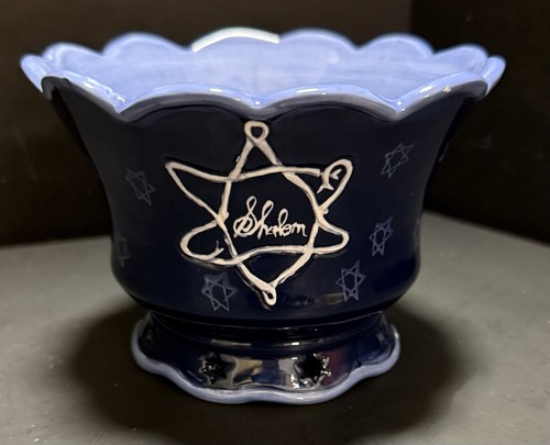 Ambiance Collections Shalom Jewish Dip Bowl Scalloped Edge Decor Star of David - Picture 1 of 11