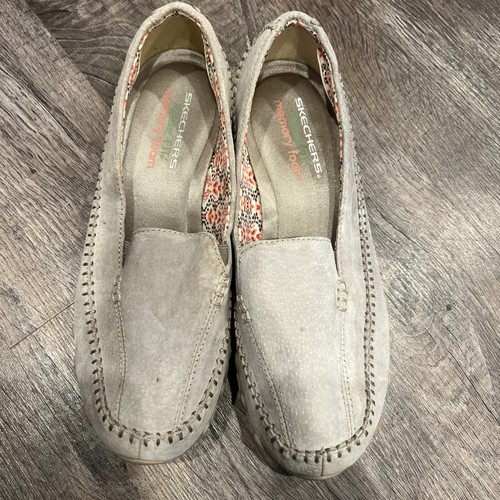 Skechers Sand Beige Leder Slipper Schuhe Flats Größe 8,5 Komfort Halbschuhe Freizeit - Bild 4 von 9