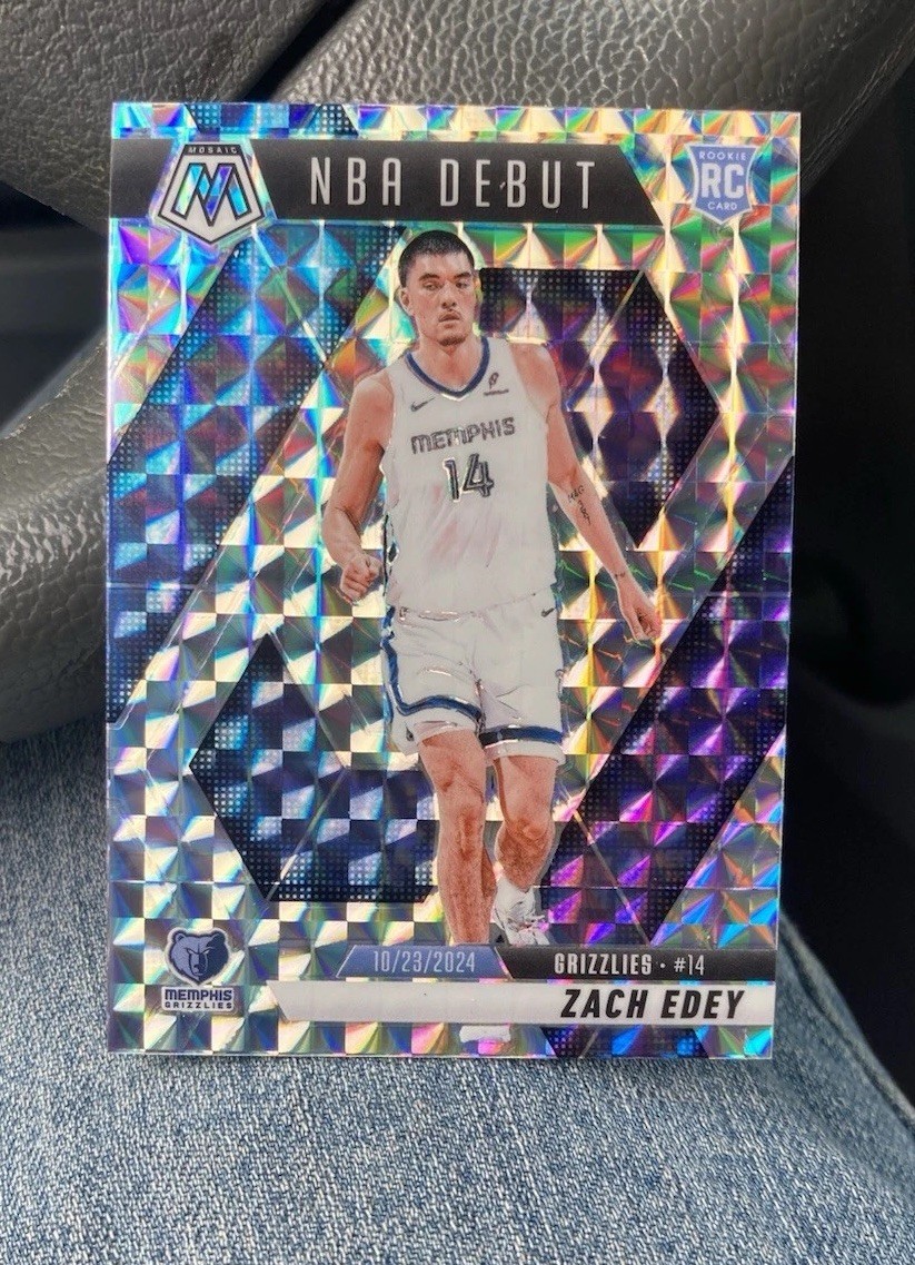 2024-25 Mosaic Zach Edey RC NBA DEBUT Mosaic Prizm #251 Memphis Grizzlies