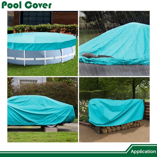 6/8/10ft Waterproof Round Above Ground Pool Winter Covers Beige Gray Turquoise - Picture 17 of 36