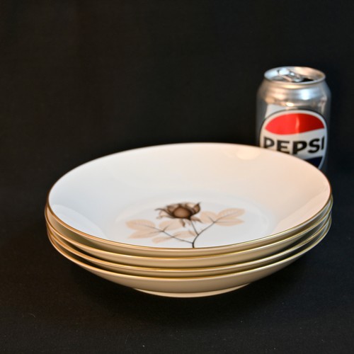 Rosenthal Coupe Soup Bowls 8 7/8" Set 4 Shadow Rose Brown Black w/Gold 1954-1989 - Picture 17 of 19