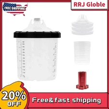 CUPS 650ml Disposable Paint Spray Gun Cup Liner & Lid Set Car Auto Supplies