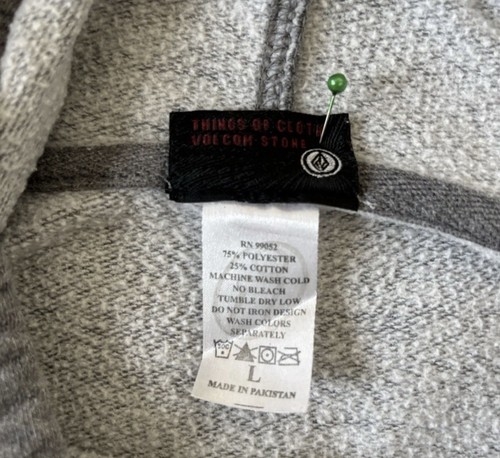 Volcom Hoodie Sweater Sweatshirt Womens L Pullover Grey Graphic Surf Casual - Picture 5 of 6