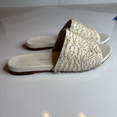 Loeffler Randall Ava Ivory Leather Fringe Slide Sandal Women Sz 7.5B Casual Fun - Picture 3 of 20