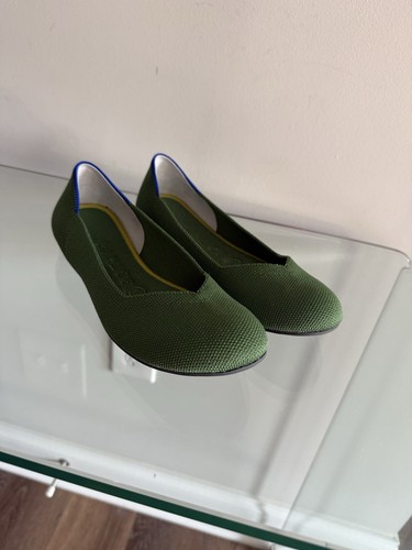 NEW ROTHYS THE POINT BALLET FLATS SLIP ON GREEN SHOES SIZE W 7 - Picture 2 of 12