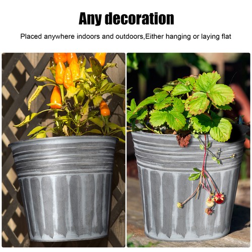 2 Pcs Vintage Flowerpot Small Farmhouse Galvanized Planter Iron Metal - Bild 7 von 11