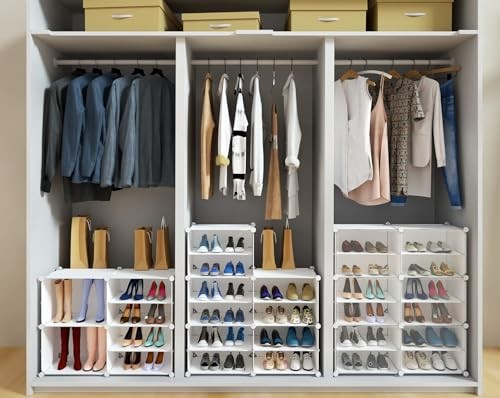 Zapatero Organizador, 32 Pares Zapatero Armario de Almacenamiento con Puerta 2 por 8 Transparente - Imagen 6 de 7