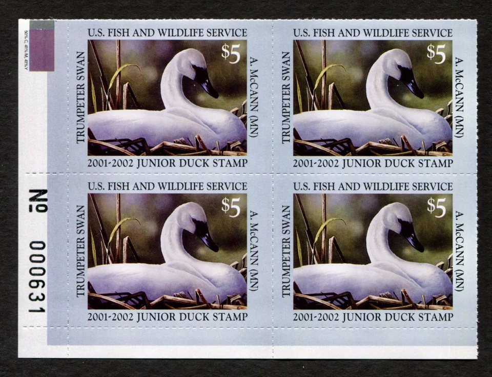 JDS9 VF/XF MNH 2001 Trumpeter Swans Junior Duck Stamp Migratory Waterfowl - Image 2 of 3