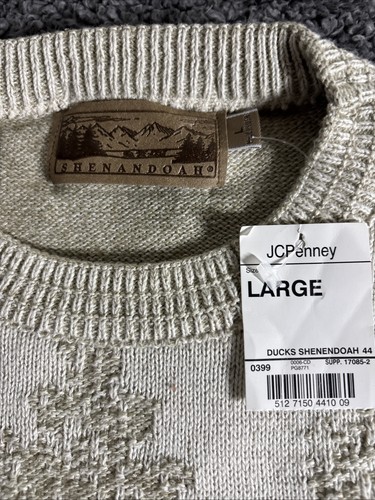 Shenandoah Pullover creme Entenjagd bestickt klobig USA Vintage Größe Large - Bild 3 von 6