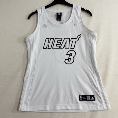Women Adidas NBA4her Miami Heat #3 Dwyane Wade WHITEHOT Basketball Jersey Size M
