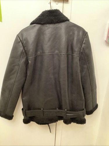 REBECCA MINKOFF KUNSTFELLFUTTER MOTO 100% LEDERJACKE SCHWARZ GRÖSSE SMALL - Bild 2 von 12