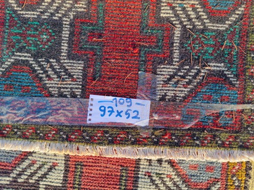 Turkish Small Oushak Rug | 3.2x1.7 ft Vintage Handwoven Wool Carpet | Boho Decor - Picture 12 of 12