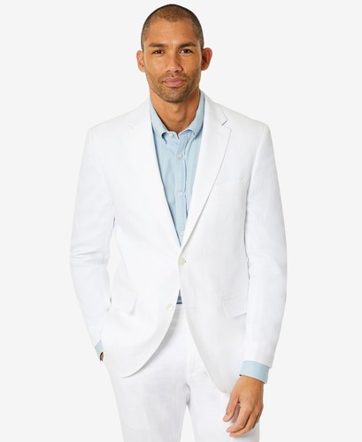 Tommy Hilfiger Mens Modern fit Suit Jacket Blazer 44 R White Solid Stretch Linen