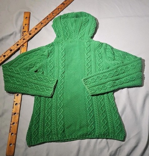 Polo Jeans Co Sweater Womens Large Green Cable Knit Bohemian Hoodie Y2k - Picture 9 of 12