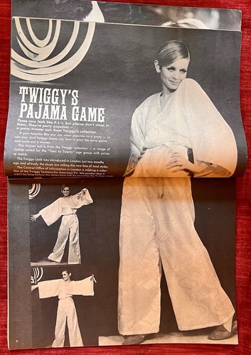 Vintage 1967 Magazine Twiggy Her Mod Teen World Model Groovy Fashion Hair Style - Picture 4 of 10