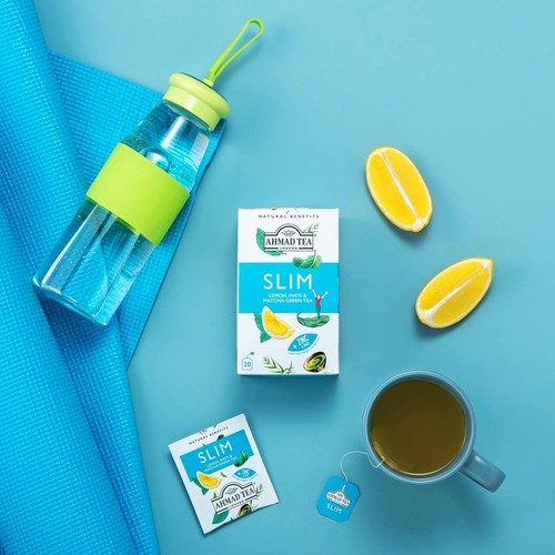 Ahmad Tee Zitrone, Mate & Matcha Grüntee "Slim" Aufguss - 20 Teebeutel - Bild 3 von 4