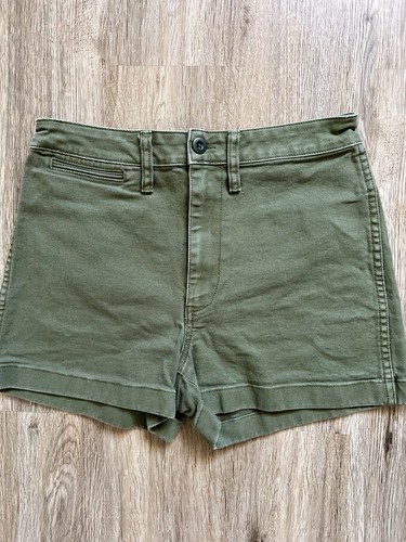 Madewell Emmett Shorts Olive Green High Rise Stretch Cotton Blend Pockets Sz 27 - Picture 5 of 12